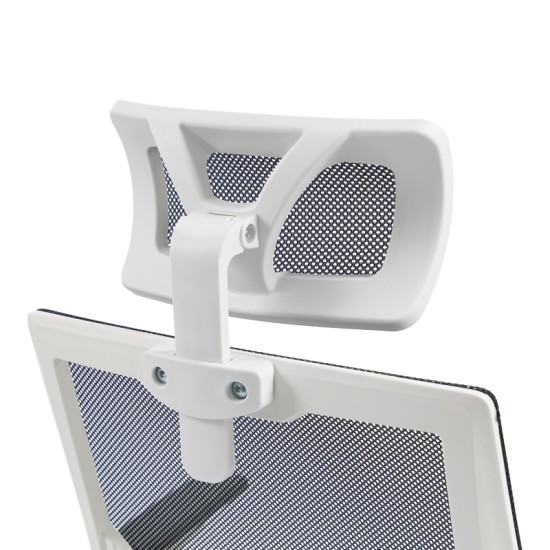 Καρέκλα γραφείου Plymot  λευκή - mesh μαύρο 48x58x112-122εκ