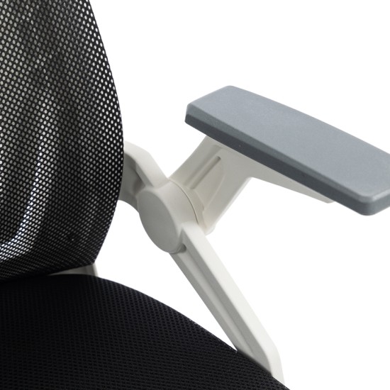 Καρέκλα γραφείου Plymot  λευκή - mesh μαύρο 48x58x112-122εκ