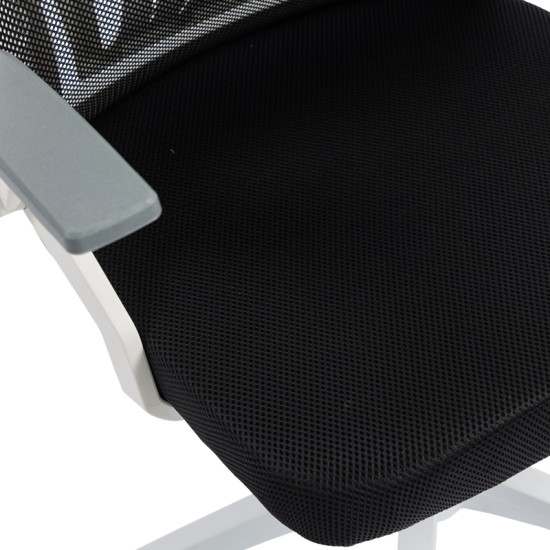 Καρέκλα γραφείου Plymot  λευκή - mesh μαύρο 48x58x112-122εκ