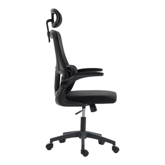 Καρέκλα γραφείου διευθυντή Mainz  mesh χρώμα μαύρο 50x60x112-122εκ