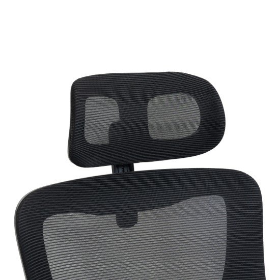 Καρέκλα γραφείου διευθυντή Mainz  mesh χρώμα μαύρο 50x60x112-122εκ