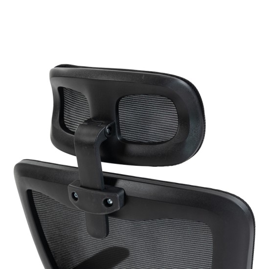 Καρέκλα γραφείου διευθυντή Mainz  mesh χρώμα μαύρο 50x60x112-122εκ