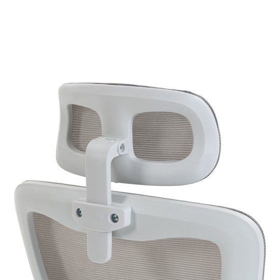 Καρέκλα γραφείου διευθυντή Mainz  λευκή mesh γκρι 50x60x112-122εκ