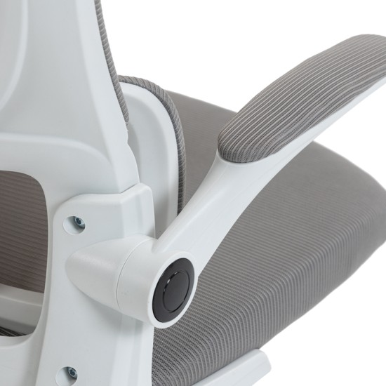 Καρέκλα γραφείου διευθυντή Mainz  λευκή mesh γκρι 50x60x112-122εκ