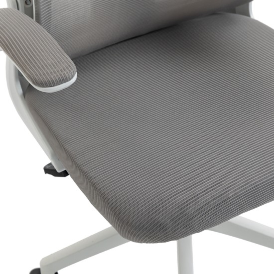 Καρέκλα γραφείου διευθυντή Mainz  λευκή mesh γκρι 50x60x112-122εκ