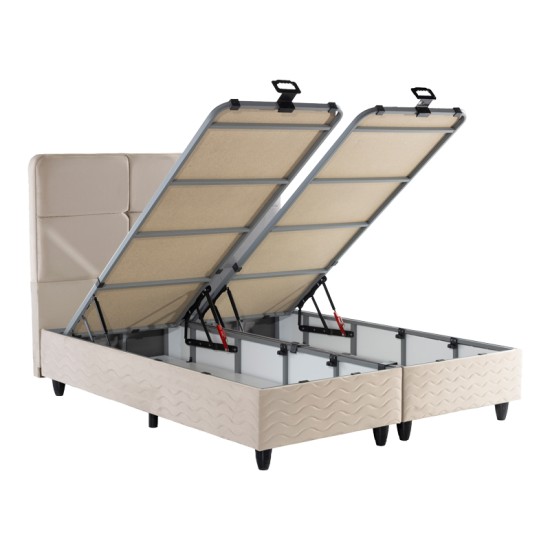 Κρεβάτι διπλό Punto  με αποθηκευτικό χώρο κρεμ βελούδο 160x200εκ