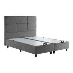 Κρεβάτι διπλό Punto  με αποθηκευτικό χώρο ανθρακί βελούδο 160x200εκ
