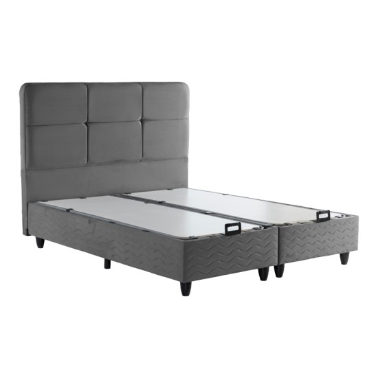 Κρεβάτι διπλό Punto  με αποθηκευτικό χώρο ανθρακί βελούδο 160x200εκ