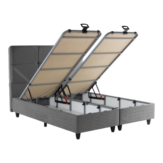 Κρεβάτι διπλό Punto  με αποθηκευτικό χώρο ανθρακί βελούδο 160x200εκ