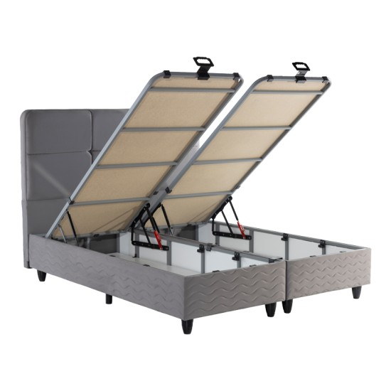 Κρεβάτι διπλό Punto  με αποθηκευτικό χώρο γκρι βελούδο 160x200εκ