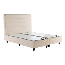 Κρεβάτι διπλό Linteda  με αποθηκευτικό χώρο κρεμ βελούδο 160x200εκ