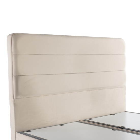 Κρεβάτι διπλό Linteda  με αποθηκευτικό χώρο κρεμ βελούδο 160x200εκ