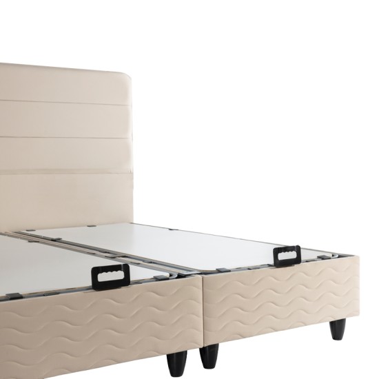 Κρεβάτι διπλό Linteda  με αποθηκευτικό χώρο κρεμ βελούδο 160x200εκ