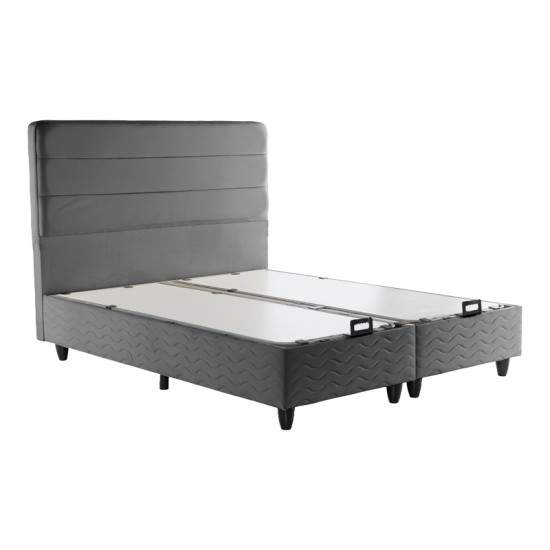 Κρεβάτι διπλό Linteda  με αποθηκευτικό χώρο ανθρακί βελούδο 160x200εκ