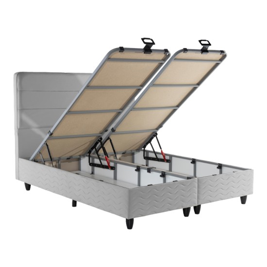 Κρεβάτι διπλό Linteda  με αποθηκευτικό χώρο γκρι βελούδο 160x200εκ