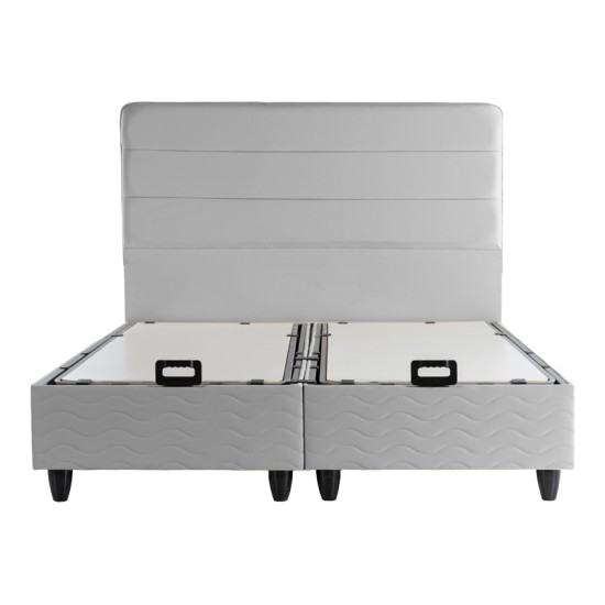 Κρεβάτι διπλό Linteda  με αποθηκευτικό χώρο γκρι βελούδο 160x200εκ
