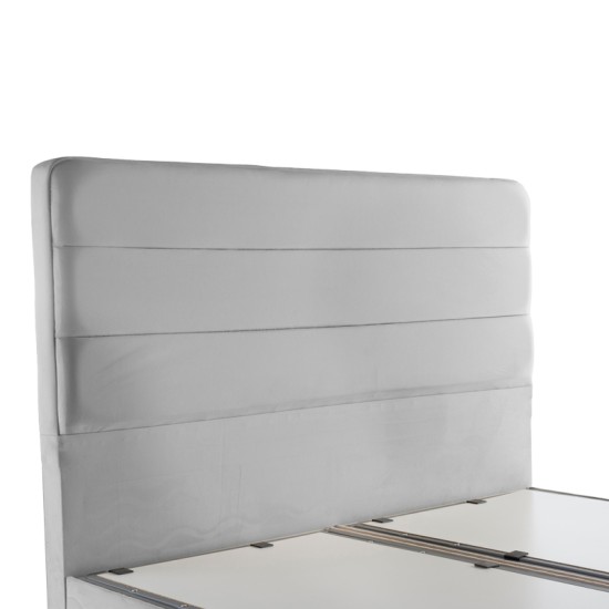 Κρεβάτι διπλό Linteda  με αποθηκευτικό χώρο γκρι βελούδο 160x200εκ