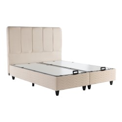 Κρεβάτι διπλό Lunda  με αποθηκευτικό χώρο κρεμ βελούδο 160x200εκ