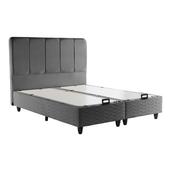 Κρεβάτι διπλό Lunda  με αποθηκευτικό χώρο ανθρακί βελούδο 160x200εκ