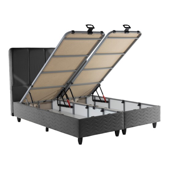 Κρεβάτι διπλό Lunda  με αποθηκευτικό χώρο ανθρακί βελούδο 160x200εκ