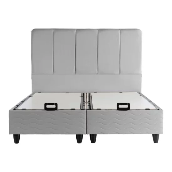 Κρεβάτι διπλό Lunda  με αποθηκευτικό χώρο γκρι βελούδο 160x200εκ