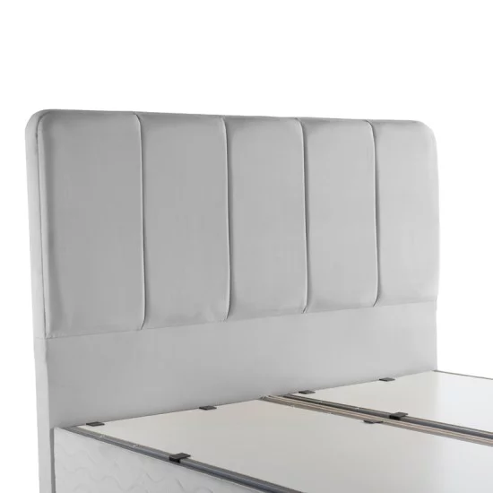 Κρεβάτι διπλό Lunda  με αποθηκευτικό χώρο γκρι βελούδο 160x200εκ