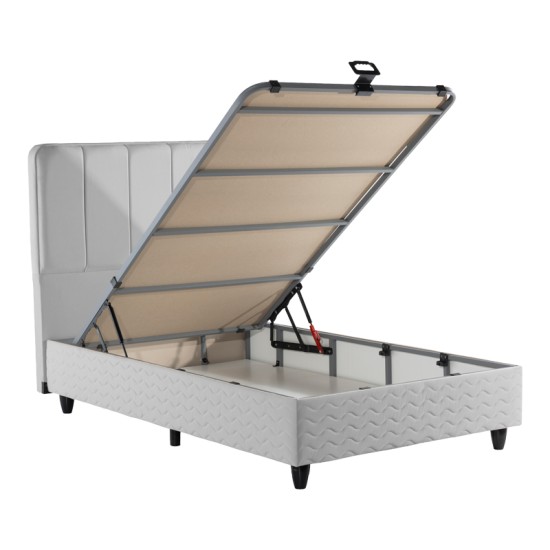 Κρεβάτι μονό Lunda  με αποθηκευτικό χώρο ανθρακί βελούδο 90x200εκ