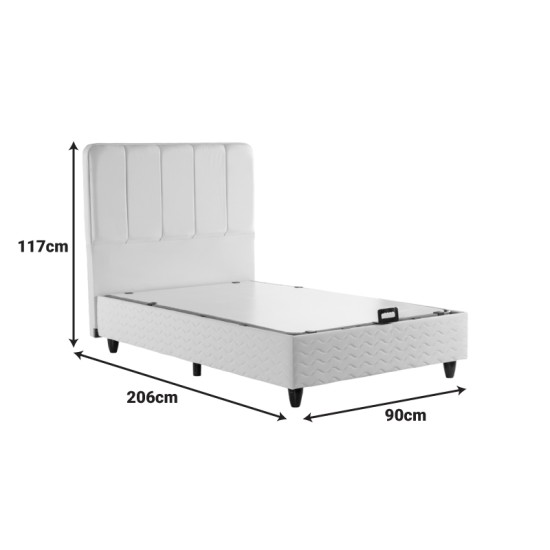 Κρεβάτι μονό Lunda  με αποθηκευτικό χώρο ανθρακί βελούδο 90x200εκ