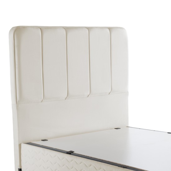 Κρεβάτι μονό Lunda  με αποθηκευτικό χώρο κρεμ βελούδο 90x200εκ