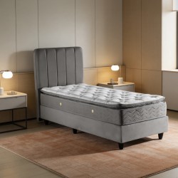 Κρεβάτι μονό Lunda  ανθρακί βελούδο 90x200εκ