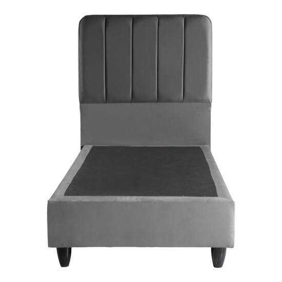 Κρεβάτι μονό Lunda  ανθρακί βελούδο 90x200εκ