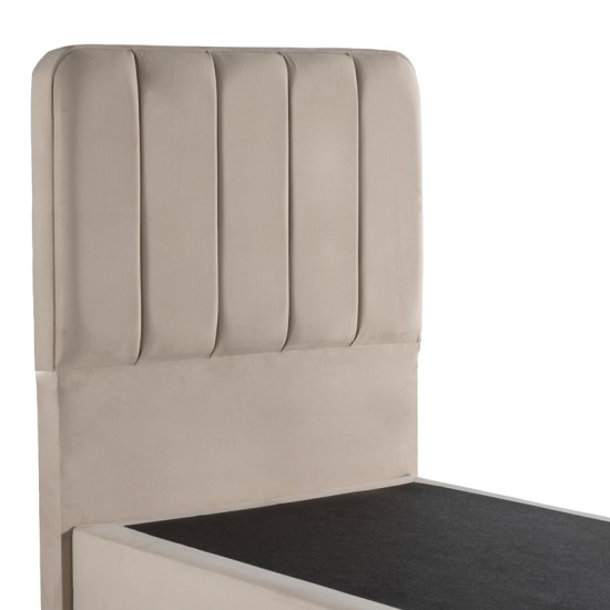 Κρεβάτι μονό Lunda  κρεμ βελούδο 90x200εκ