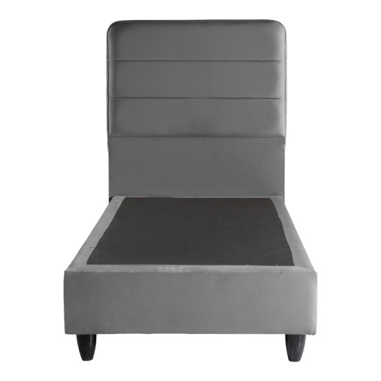 Κρεβάτι μονό Linteda  ανθρακί βελούδο 90x200εκ