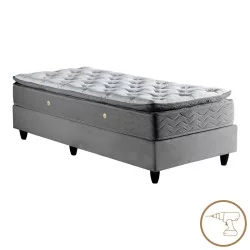 Κρεβάτι μονό Υπόστρωμα Pakda  ανθρακί βελούδο 90x200εκ