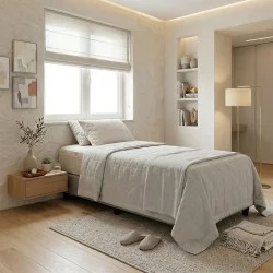 Κρεβάτι μονό Υπόστρωμα Pakda  ανθρακί βελούδο 90x200εκ