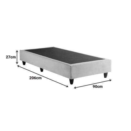Κρεβάτι μονό Υπόστρωμα Pakda  ανθρακί βελούδο 90x200εκ