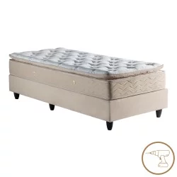 Κρεβάτι μονό Υπόστρωμα Pakda  κρεμ βελούδο 90x200εκ