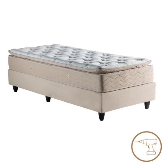 Κρεβάτι Υπόστρωμα μονό Pakda  κρεμ βελούδο 90x200εκ