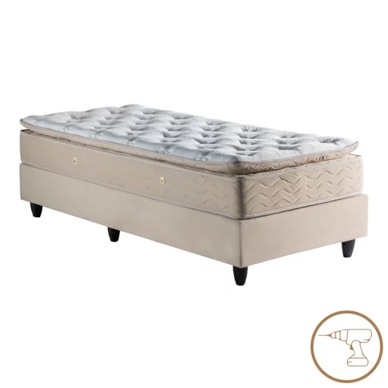 Κρεβάτι μονό Υπόστρωμα Pakda  κρεμ βελούδο 90x200εκ