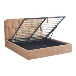Κρεβάτι διπλό Sectra  terracotta μπουκλέ ύφασμα 160x200εκ