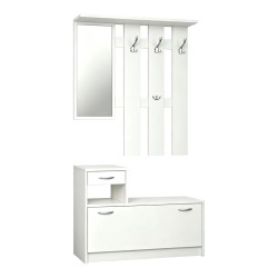 Έπιπλο εισόδου Jentia  με καθρέπτη λευκό MDF 100x24x186εκ