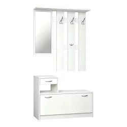 Έπιπλο εισόδου Jentia  με καθρέπτη λευκό MDF 100x24x186εκ