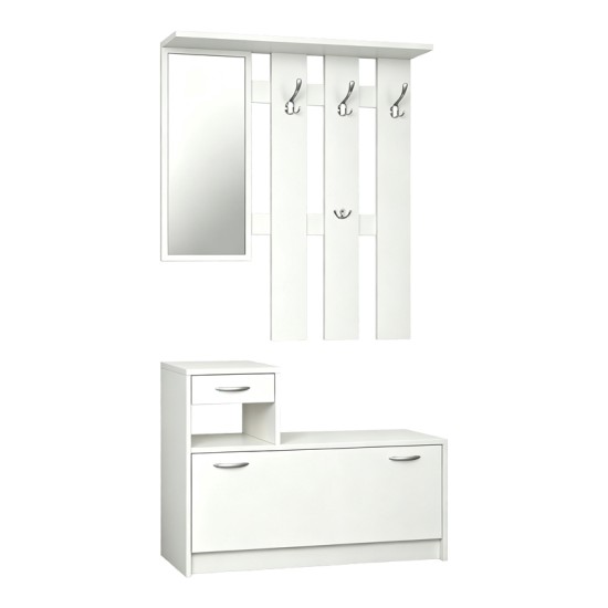 Έπιπλο εισόδου Jentia  με καθρέπτη λευκό MDF 113x100x89εκ