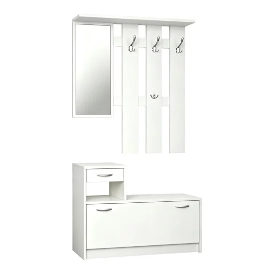 Έπιπλο εισόδου Jentia  με καθρέπτη λευκό MDF 100x24x186εκ