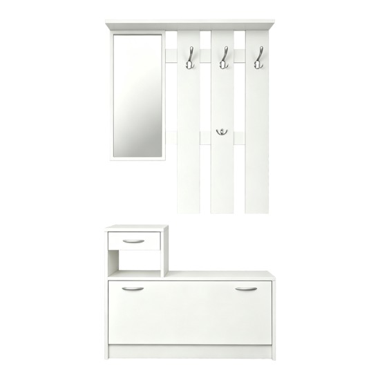 Έπιπλο εισόδου Jentia  με καθρέπτη λευκό MDF 113x100x89εκ