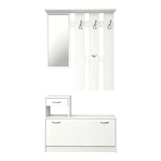 Έπιπλο εισόδου Jentia  με καθρέπτη λευκό MDF 100x24x186εκ