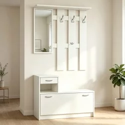 Έπιπλο εισόδου Jentia  με καθρέπτη λευκό MDF 100x24x186εκ