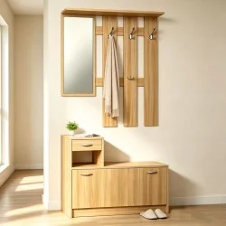 Έπιπλο εισόδου Jentia   με καθρέπτη sonoma MDF 100x24x186εκ