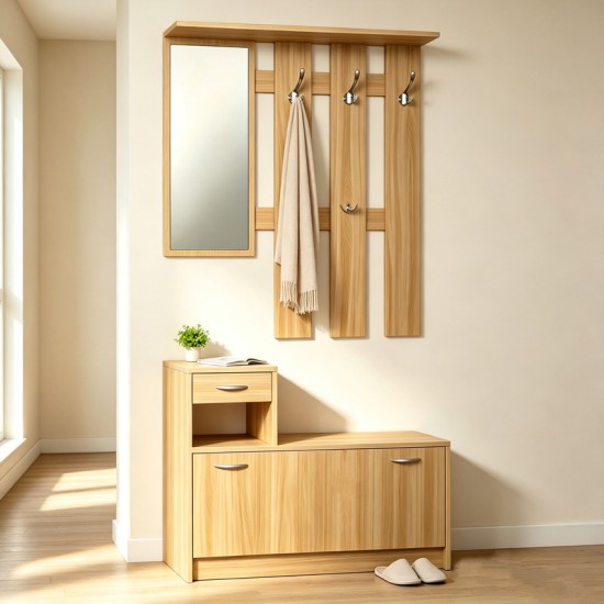 Έπιπλο εισόδου Jentia   με καθρέπτη sonoma MDF 113x100x89εκ