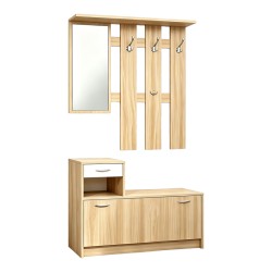Έπιπλο εισόδου Jentia   με καθρέπτη sonoma με λευκό MDF 100x24x186εκ